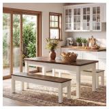 BYBLIGHT 3-Piece Dining Set with Benches