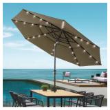 SANLUCE 10 ft. LED Patio Umbrella, Taupe