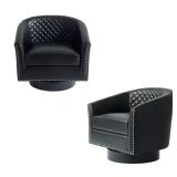 Mid-Century Black PU Swivel Chair