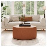 Cesar Brown Upholstered Faux Leather Ottoman