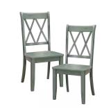 Festus Teal Finish Wood Dining Chair Set of 2