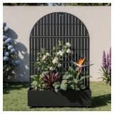 Metal Raised Garden Bed with Trellis (Black)