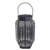 Verona Matte Black LED Outdoor Solar Lantern