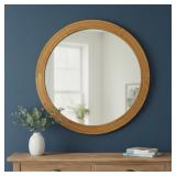ZIYOO 30" Round Wood Wall Mirror