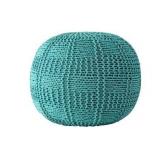 Knitted Cotton Basketweave Pouf