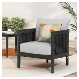 Merax Outdoor Acacia Wood Wicker Club Chair