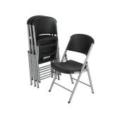 Black Plastic Outdoor Folding Chair Set (4)