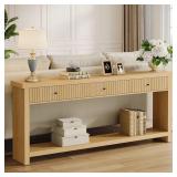 Turrella 70.9" Wood Oak Console Table, 2-Tier