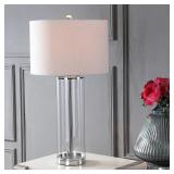 Jonathan Y Harper Glass Lamp, Linen Shade