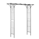 82 in. Metal Garden Trellis Arch Black
