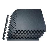 Gym Floor Mats 25 Tiles 25x25in Black/Blue