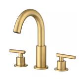 Brushed Gold 8" Widespread Faucet with Drain