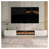 White Electric Fireplace TV Stand, 109.4"W
