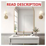 24 in. W x 36 in. H Arched Wall Mirror Gold