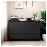 Seafuloy Black 6-Drawer Wood Chest of Drawers