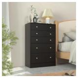 Oversized 5-Drawer Espresso Chest of Drawers