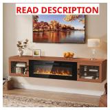 70" Floating TV Stand with Fireplace, Brown