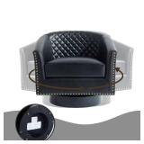 Mid-Century Black PU Swivel Chair