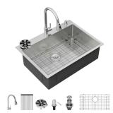 Kichae 30" Drop-In Sink w/ Faucet & Grid