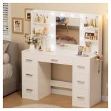 Makeup Vanity with Lights in 3-Colors, White