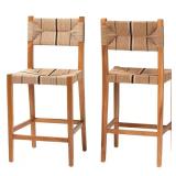 Prita 29.2 in. Natural Wood Bar Stool (2)