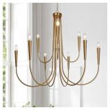 Brass 9-Light Tiered Candlestick Chandelier