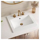 Drop-In Sink 20x18 White Ceramic w/ 8" Holes