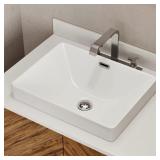 Semi Recessed Sink 17x13 White Ceramic Basin
