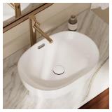 19x14 Oval Vessel Sink, White Ceramic