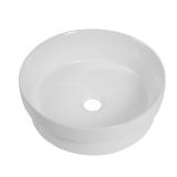 Round Semi-Recessed White Ceramic Sink 14x14