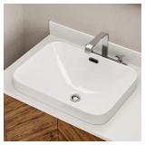 Semi-Recessed Rectangular Sink 18x13 White