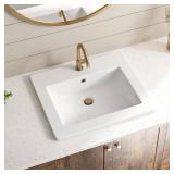 Premium Ceramic Drop-In Sink 20x18 White