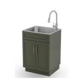 24 in Stainless Steel Laundry Sink w/ Cabinet