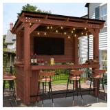 Fir Wood Outdoor Bar Gazebo with TV Mount