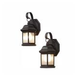 1-Light Bronze Outdoor Wall Lantern (2-Pack)