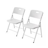 HDX Metal Frame Folding Chair (2) White/White
