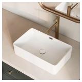 22 x 13 in. White Rectangular Vessel Sink