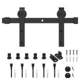 Black J-Shape Barn Door Track Kit with Hanger
