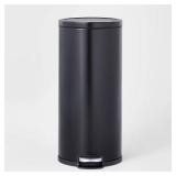 30L Round Step Trash Can Black - Brightroom