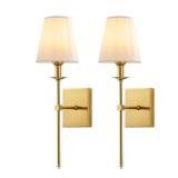 Gold Indoor Wall Sconces with White Shade (2)
