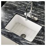 24" White Ceramic Undermount Sink