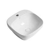 17 in. Semi-Recessed White Ceramic Sink