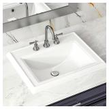 Drop-In Bathroom Sink 20x18 White Ceramic
