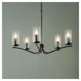 Thorna 5-Light Chandelier, Clear Glass Black