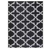 5 x 8 Black White Trellis Reversible Rug