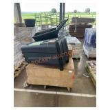 Trash bin, smart cart, unopened boxes
