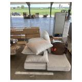 Seat cushions, garbage bins