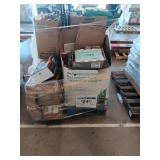 Outside lights, tile, mailbox post, trash can,