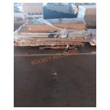 Bi-fold door, metal fence, fence railing, table,