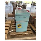 Teal Galanz mini refrigerator